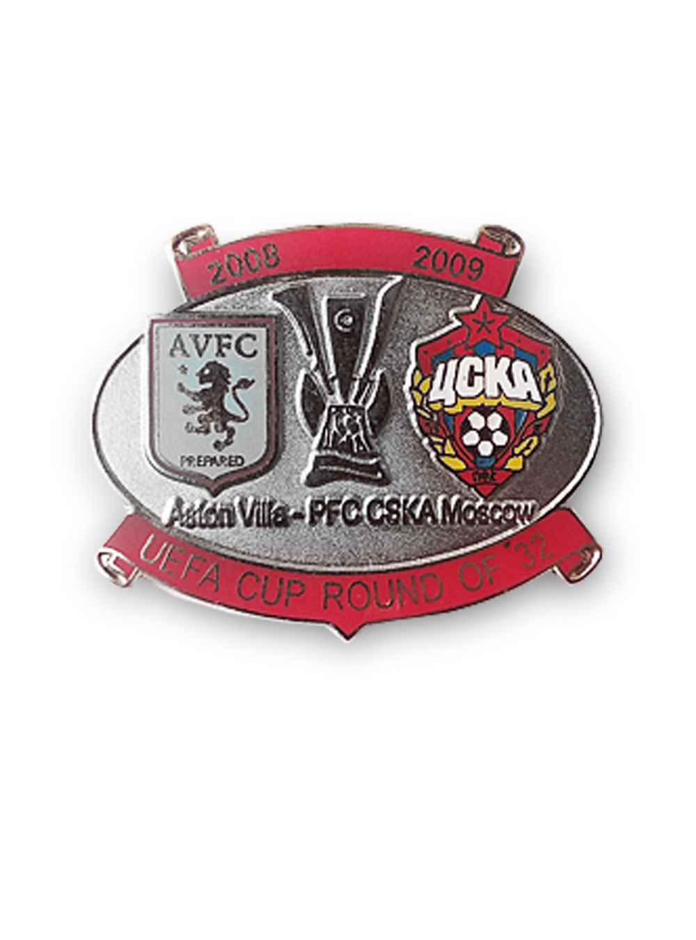 Коллекционный значок Кубок УЕФА 2008-2009 Астон Вилла-ЦСКА