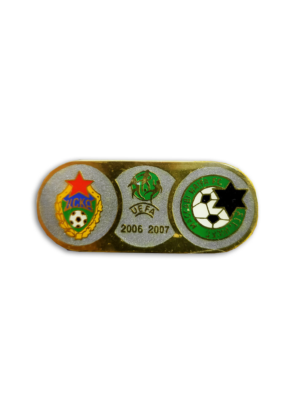 Коллекционный значок Кубок УЕФА 2006-2007 ПФК ЦСКА-Маккаби, цвет серый
