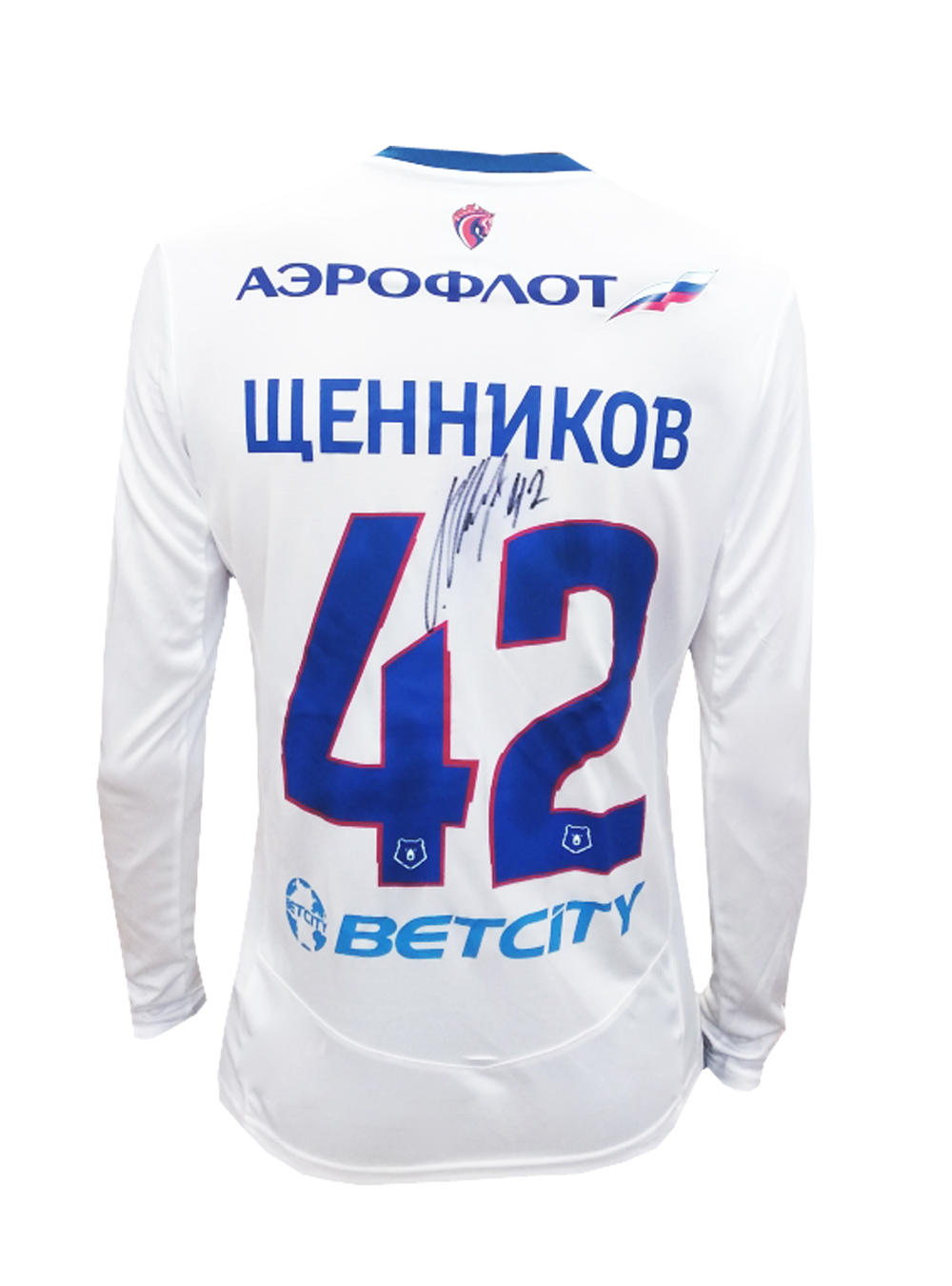 Футболка игровая выездная с длинным рукавом с автографом ЩЕННИКОВА (M)