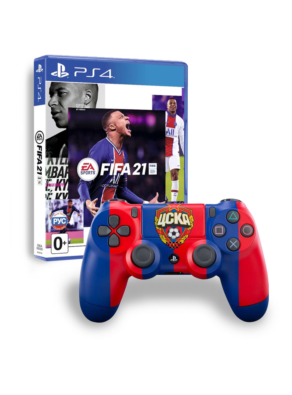 Комплект DualShock 4 ЦСКА + игра FIFA21, цвет красно-синий от Cskashop