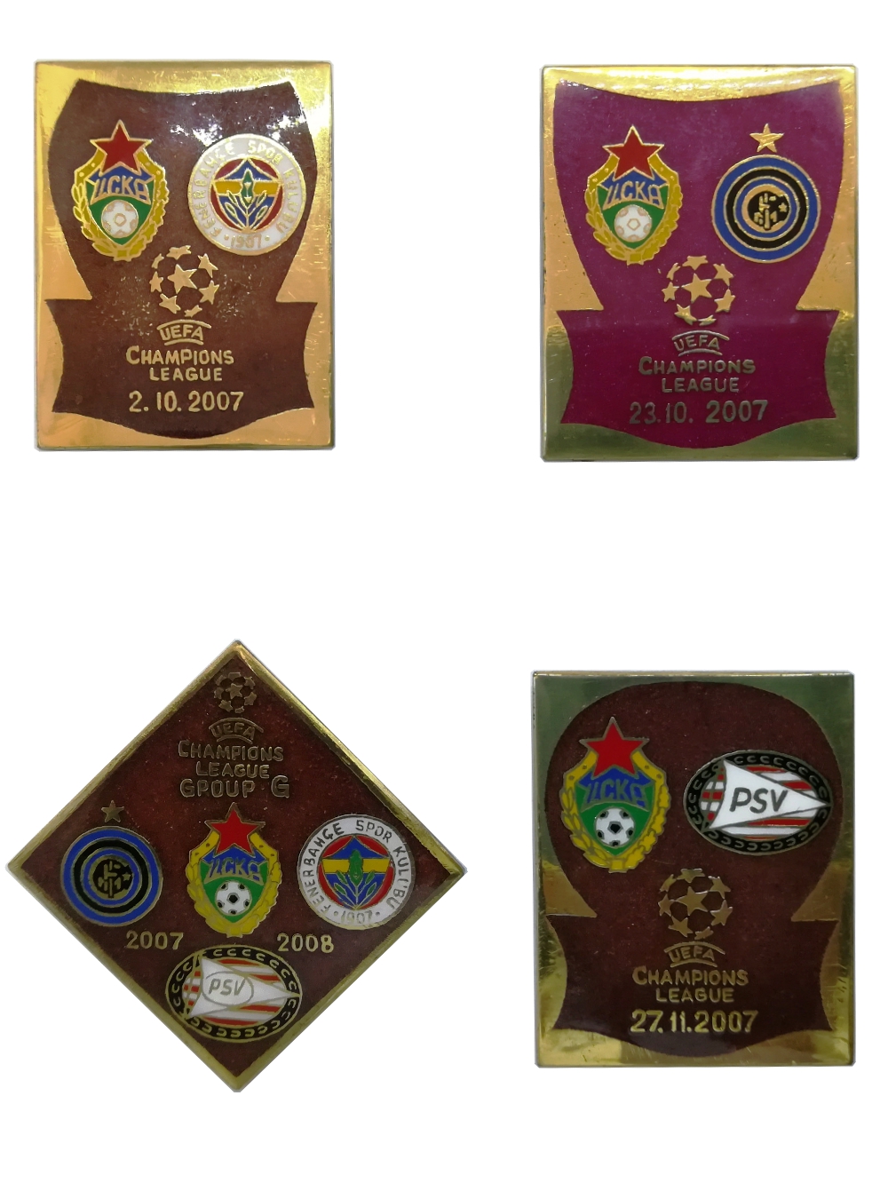 Набор коллекционных значков ЛЧ 2007-2008 Group G (4 шт.) , цвет коричневый