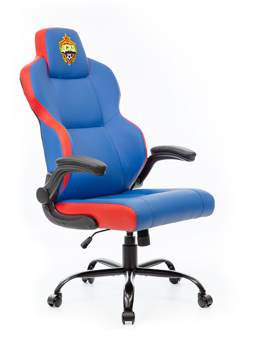 Кресло игровое компьютерное красно-синее с эмблемой ПФК ЦСКА