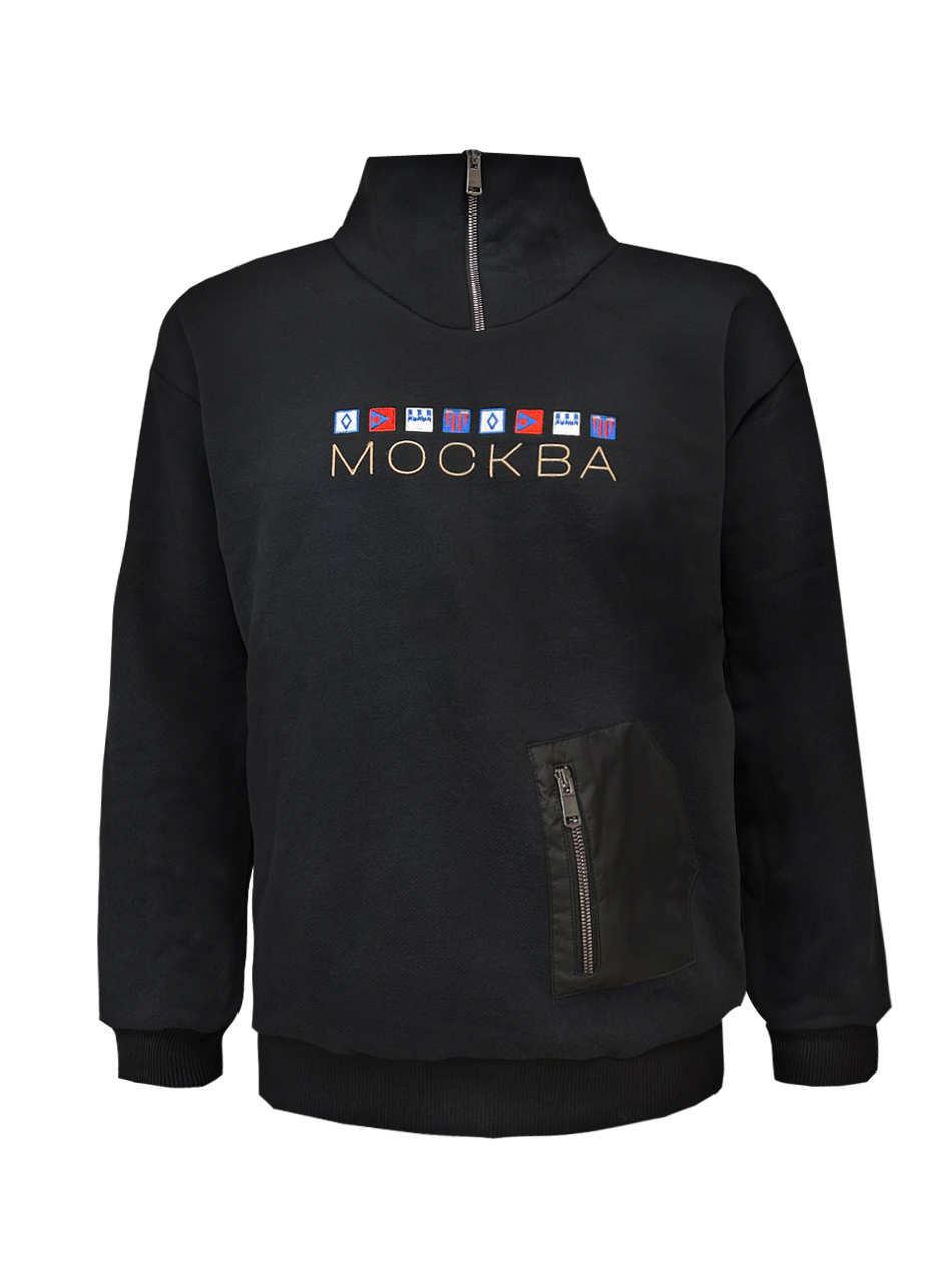 Толстовка с накладным карманом МОСКВА, цвет чёрный (XL)