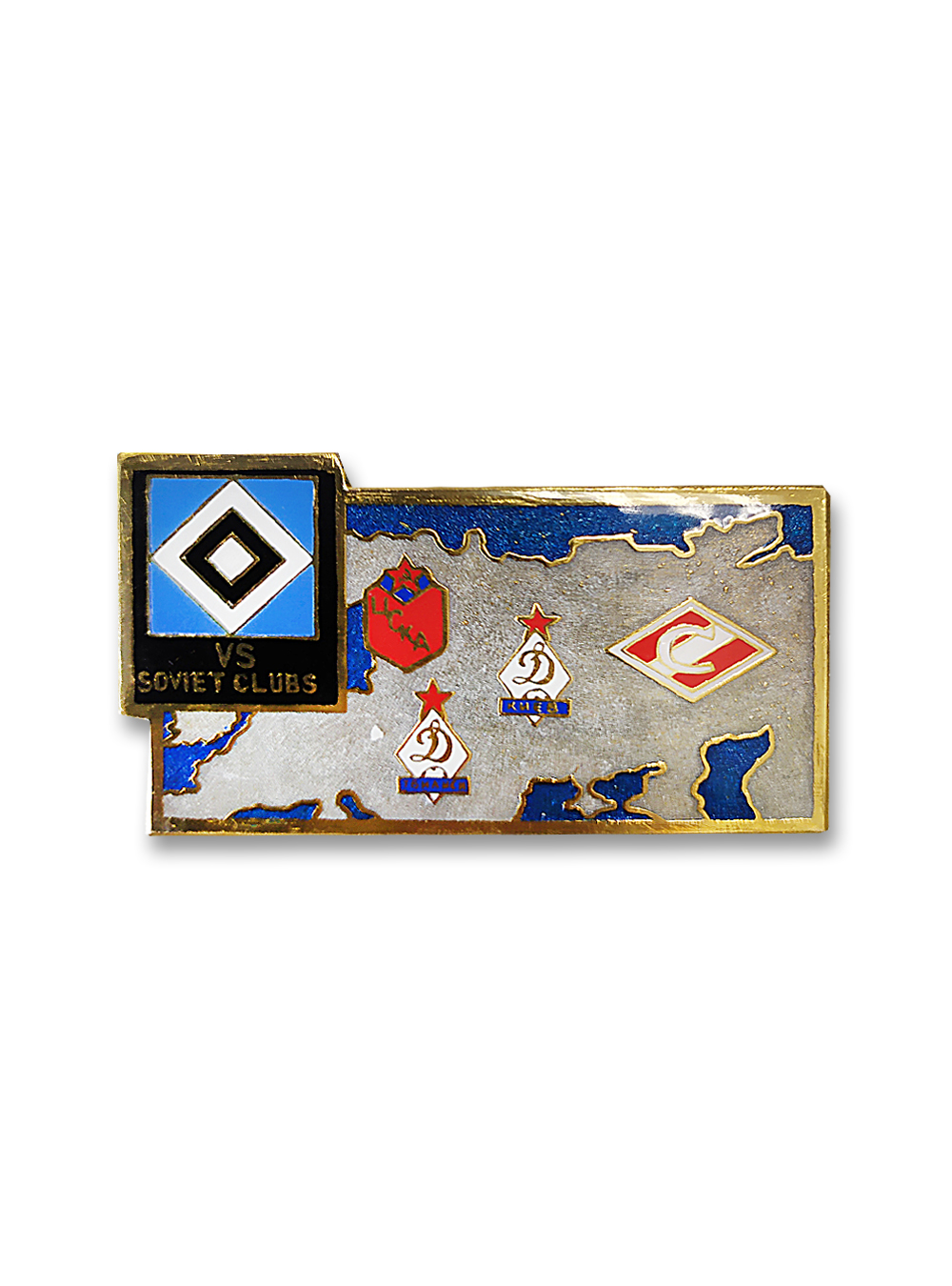 Коллекционный значок Hamburger SV vs soviet clubs, цвет серый