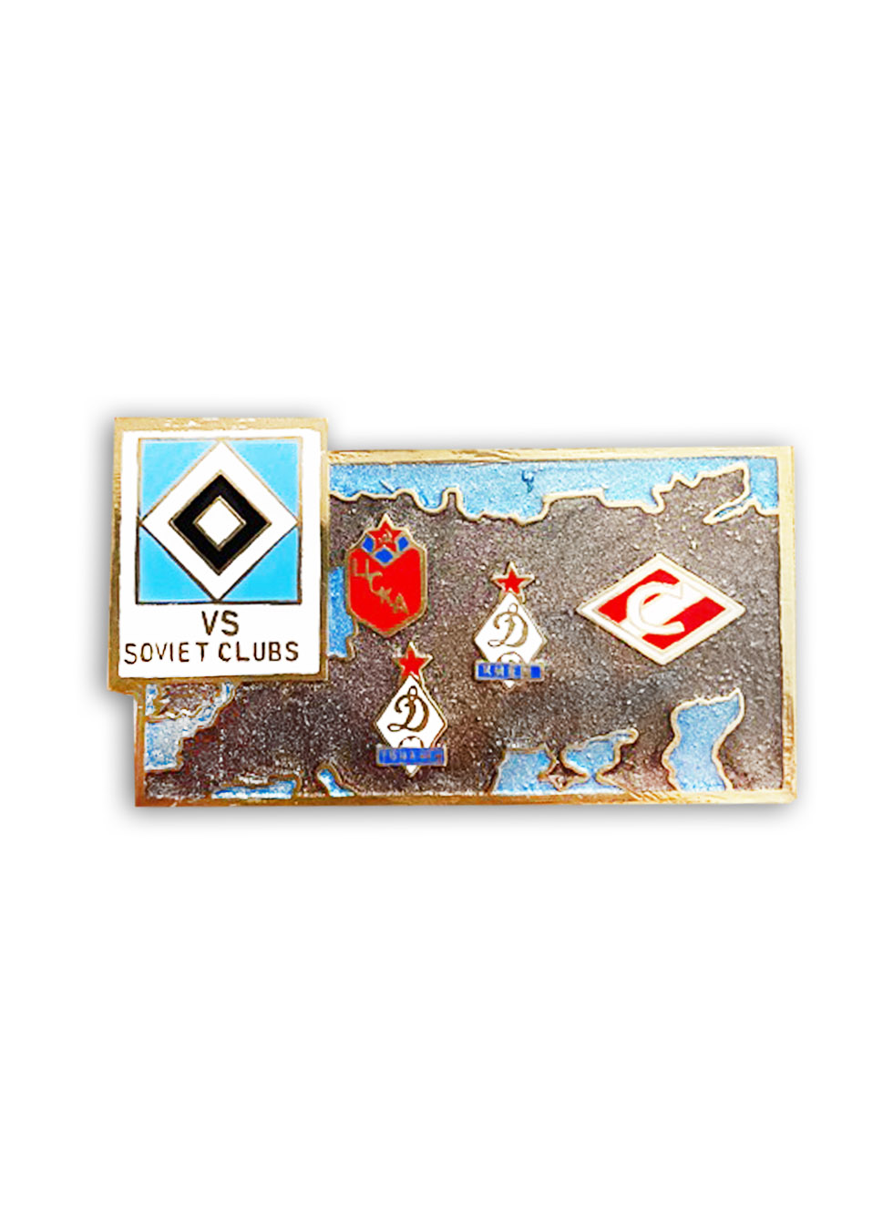 Коллекционный значок Hamburger SV vs soviet clubs, цвет серый