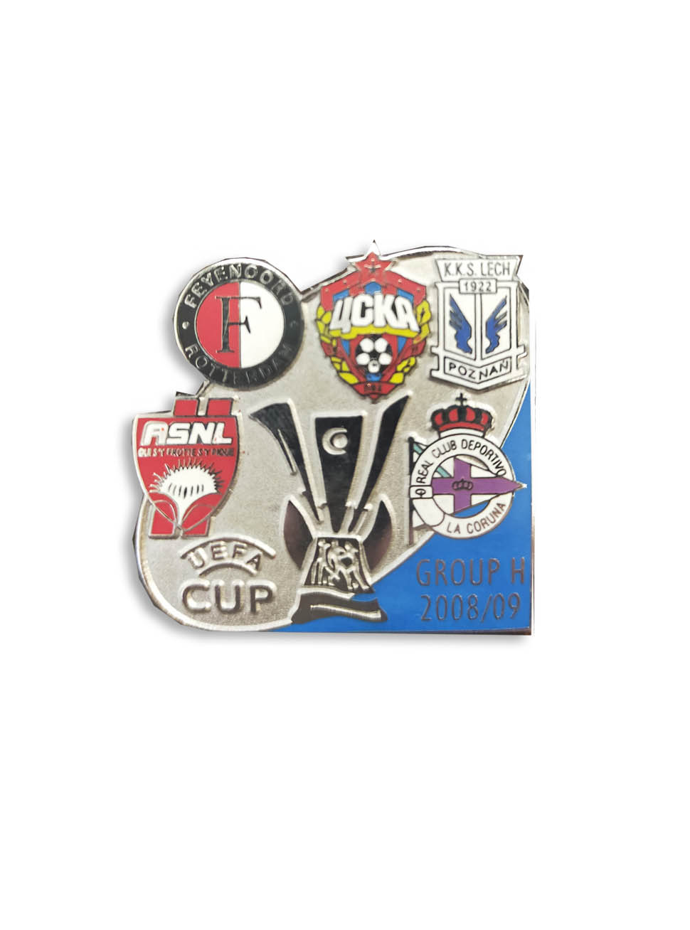 Коллекционный значок Кубок УЕФА 2008-2009 Группа H, цвет синий