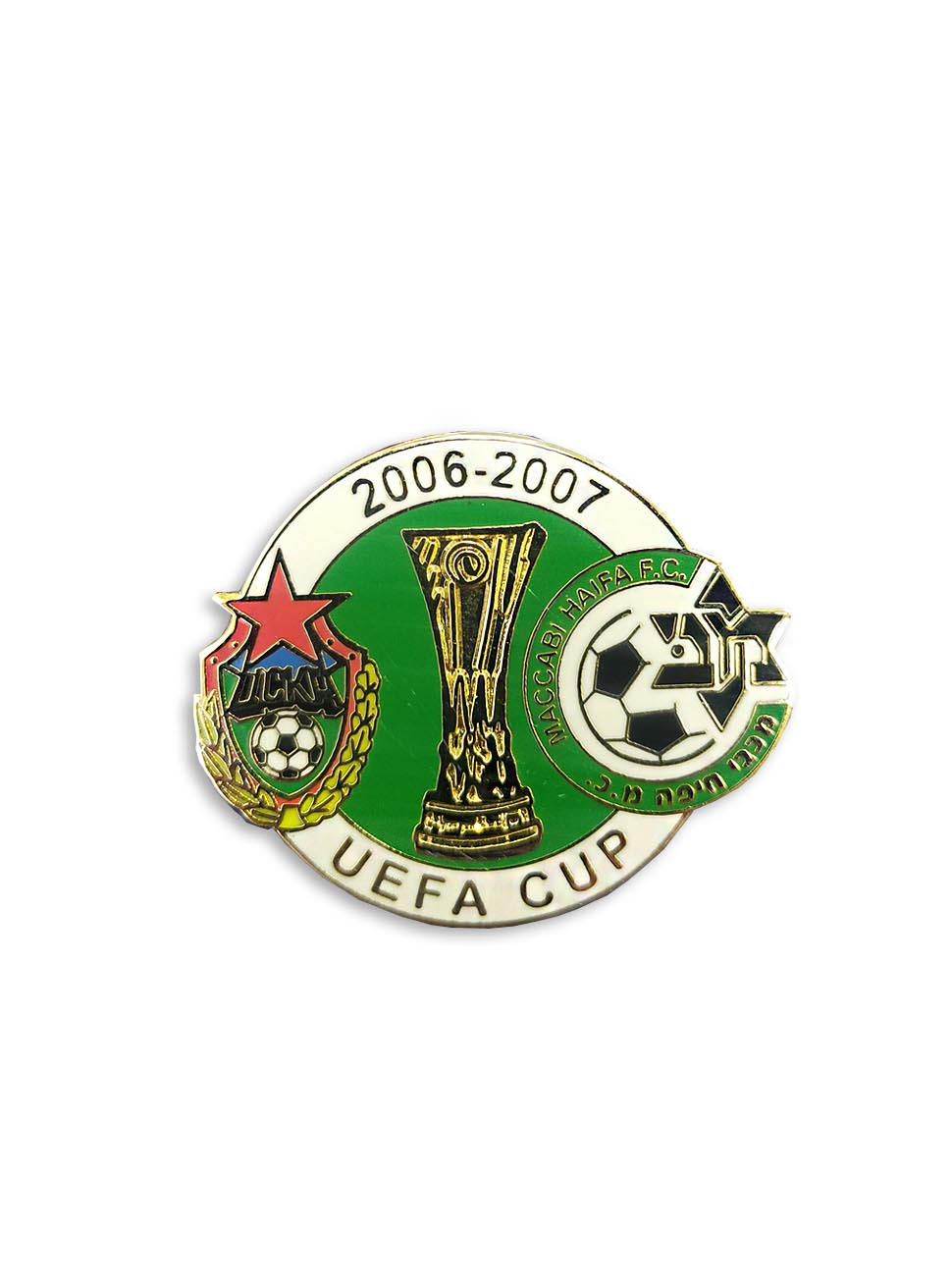Коллекционный значок Кубок УЕФА 2006-2007 ПФК ЦСКА-Маккаби золотой