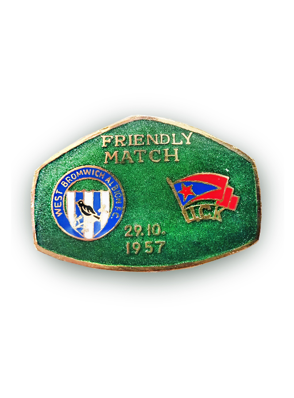 Коллекционный значок West Bromwich Albion-ЦСК МО 1957, цвет зелёный