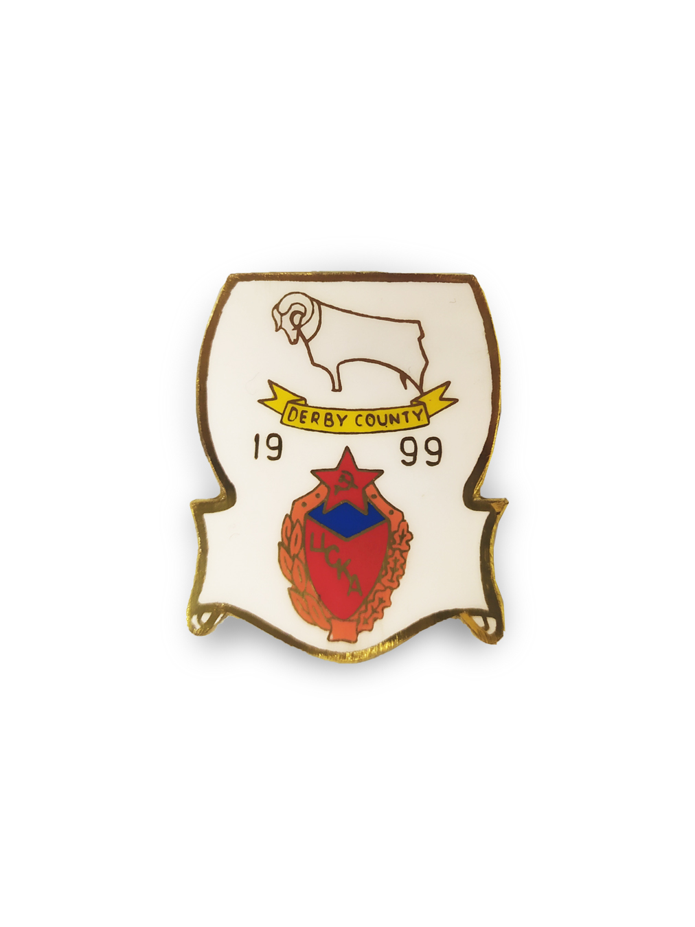 Коллекционный значок Derby County-ЦСКА, цвет белый