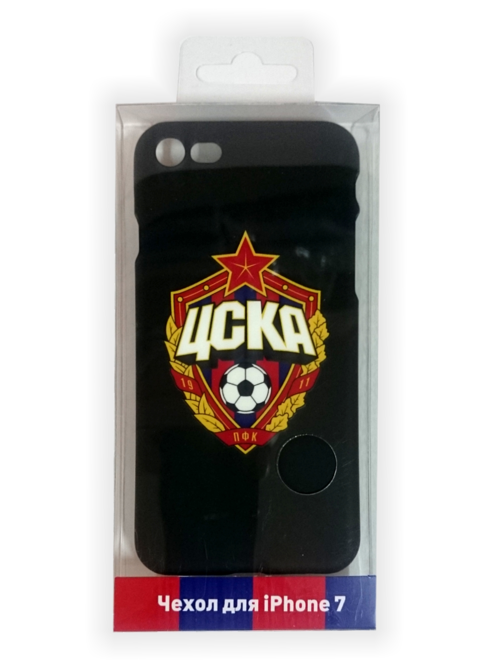Клип-кейс для iPhone 7 с объемной эмблемой ПФК ЦСКА, цвет чёрный от Cskashop