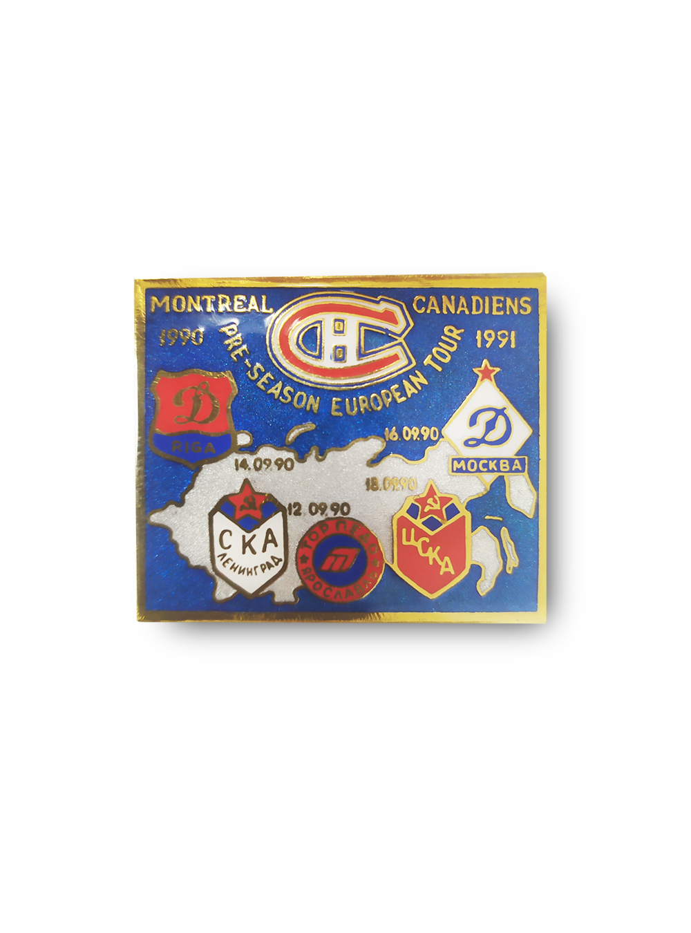 Коллекционный значок Montreal Canadiens vs USSR 1990/91, цвет синий