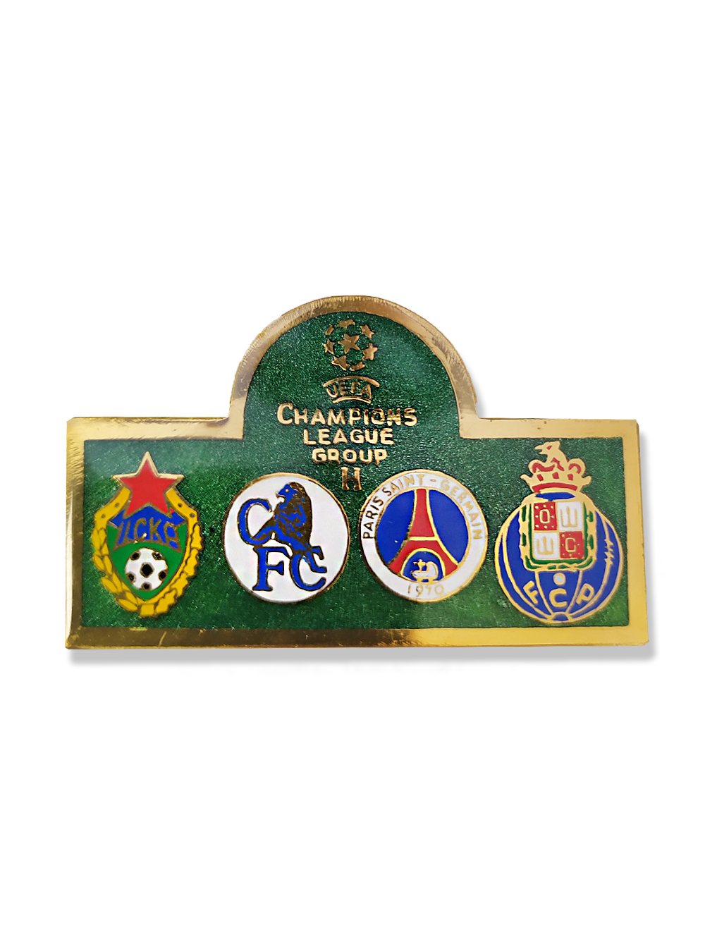Коллекционный значок ЛЧ 2004-2005 Group H, цвет зелёный