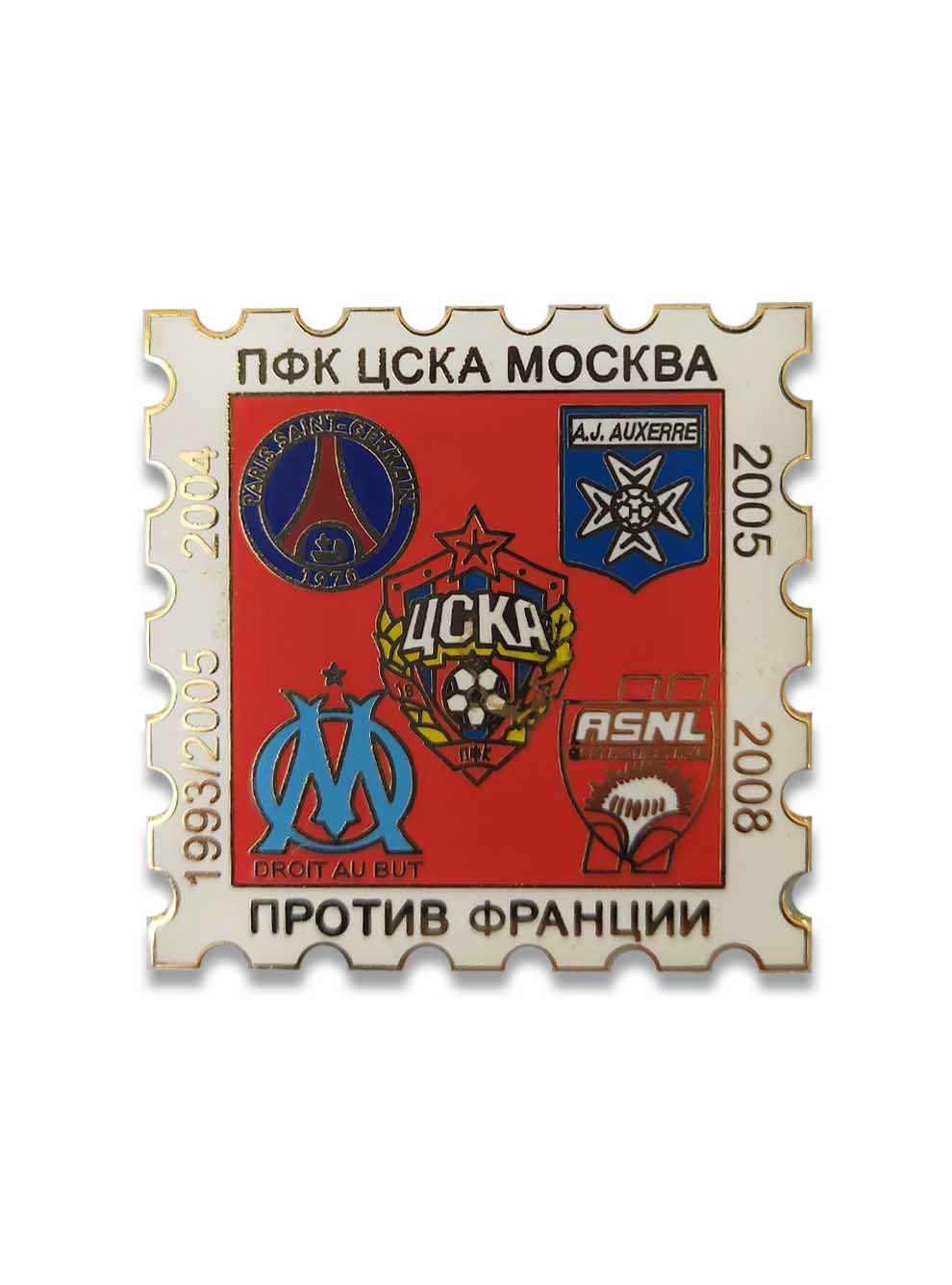Коллекционный значок ПФК ЦСКА против Франции, цвет красный
