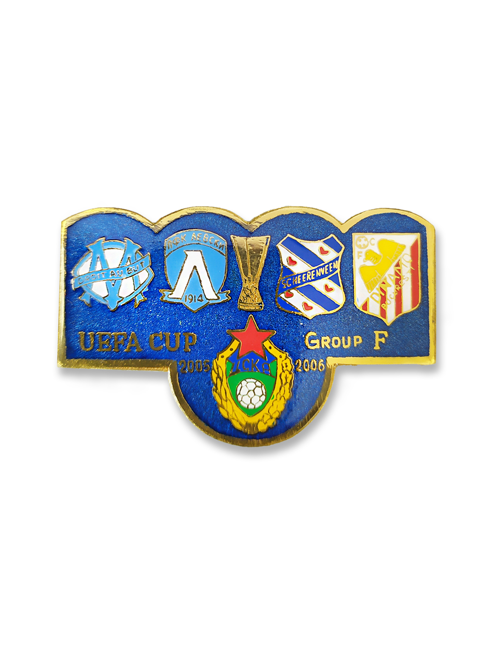 Коллекционный значок Кубок УЕФА 2005-2006 Group F, цвет синий